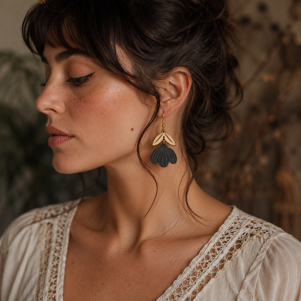 Boucles d'oreilles Rosalia Noire